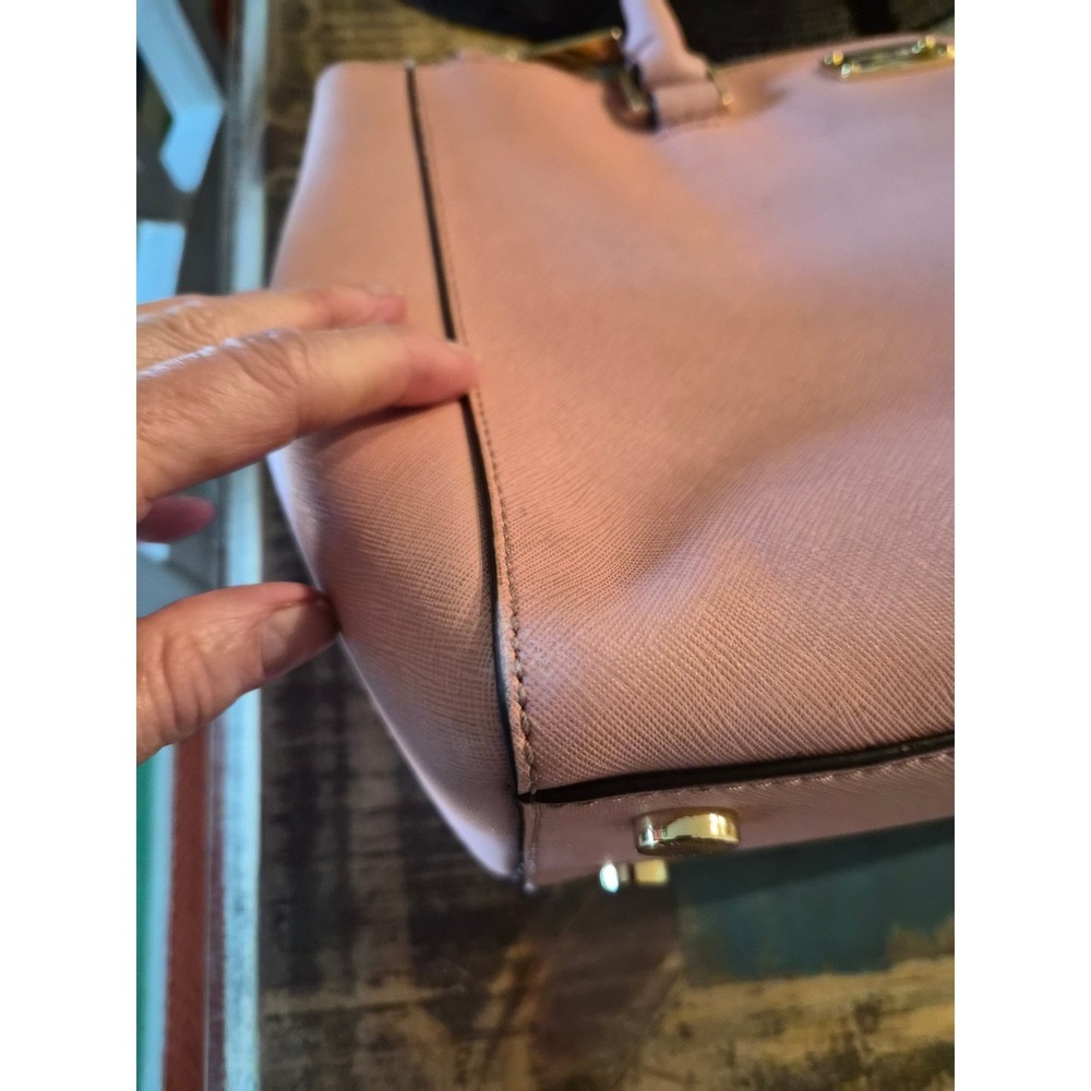 Michael‎ Kors Savannah Satchel Pink Saffiano Leather Handbag Gold Hardware - Picture 7 of 12
